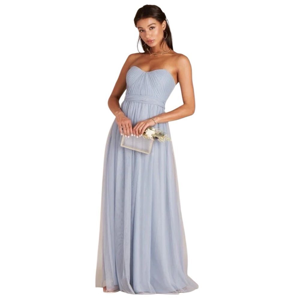 NWT Birdy Grey Convertible Christina Tulle Dusty Blue Full Length Formal Dress